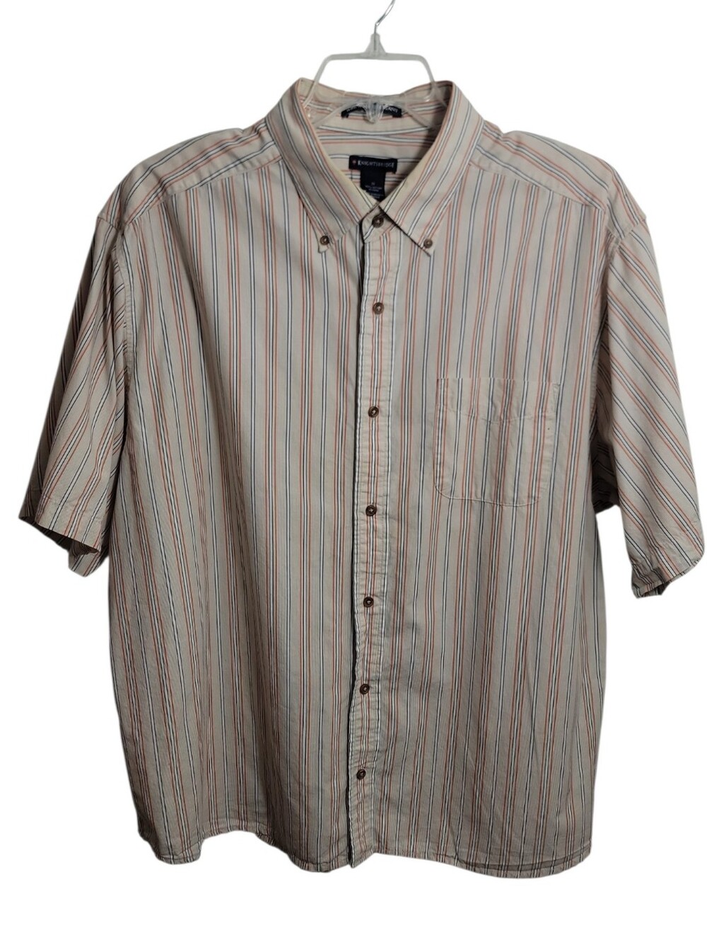 Knightsbridge men's 2X stripe button down wrinkle resistant shirt short sleeve